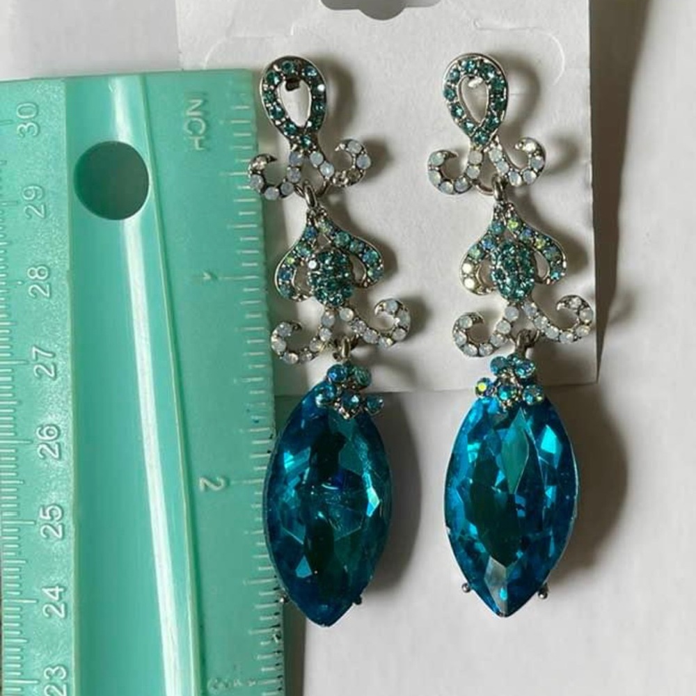 Aqua Pierced Pageant Earrings